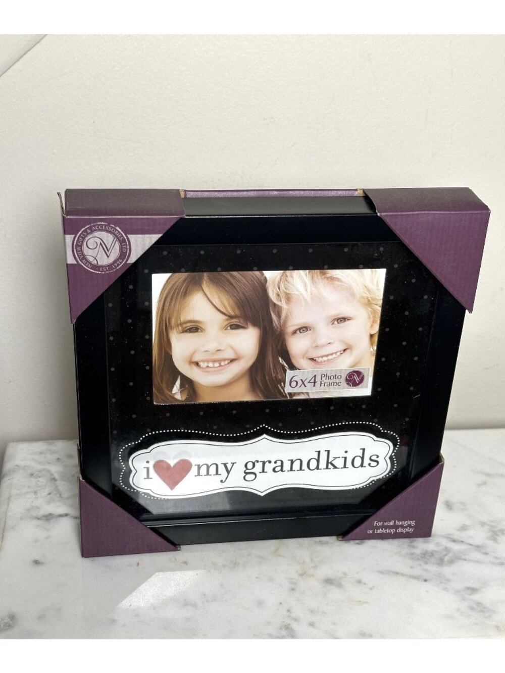 New View I Love My Grandkids 4x6 Photo Frame Black Wall or Tabletop NIB
